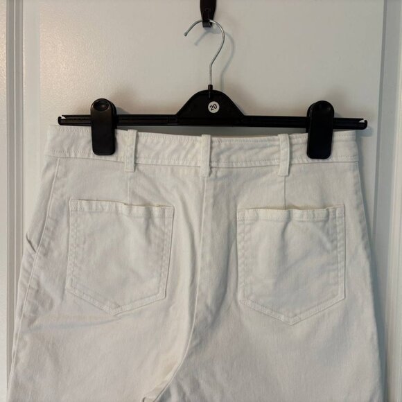 Max Studio Wide Leg High Waist White Denim Cropped Pants Size 10 - Picture 3 of 8